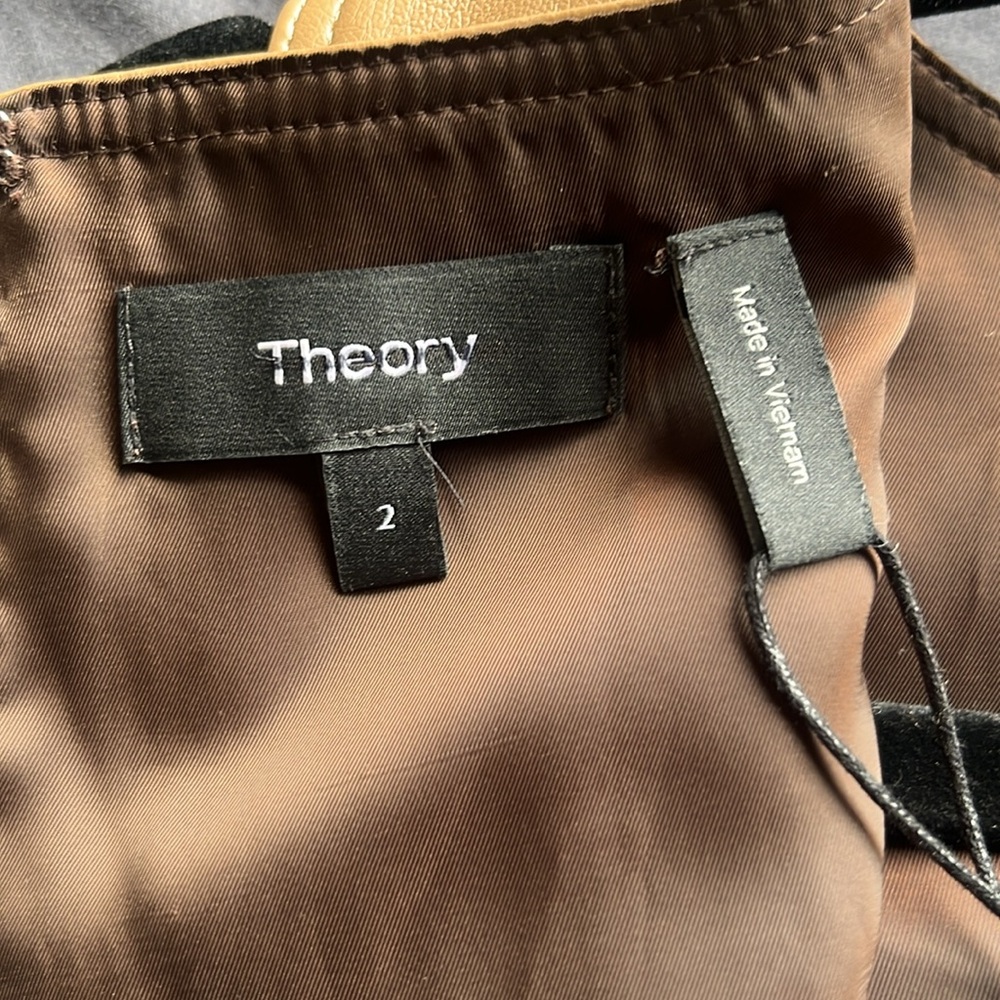 Theory Tan Mini Dress Faux Leather - Picture 3 of 7
